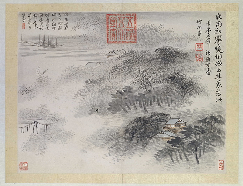 B2124109《山水花鸟图册之夜雨初霁》清代画家恽寿平高清作品 清代-第1张