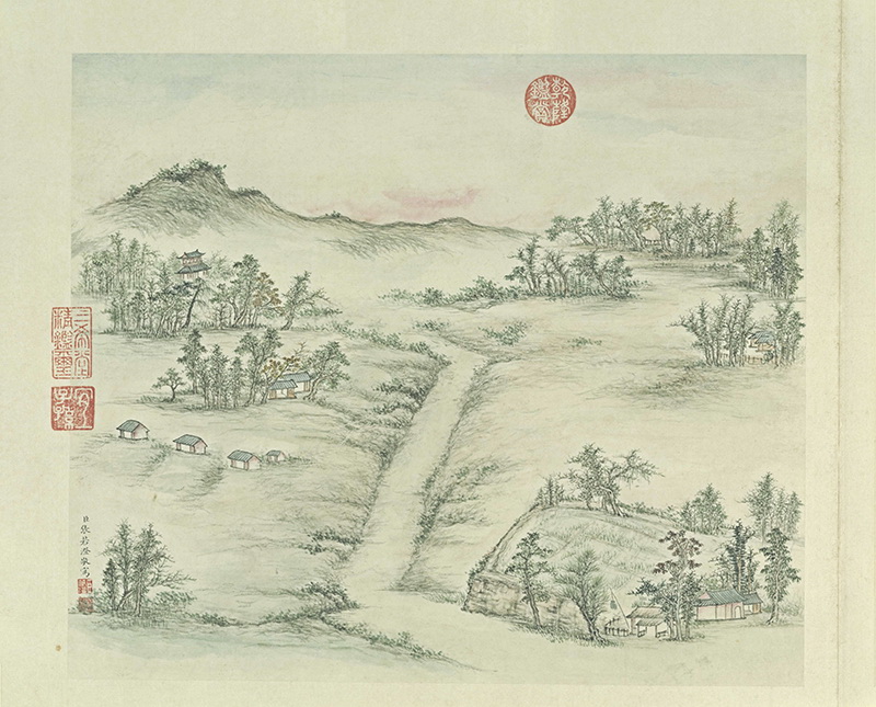 B2127007《燕山八景图 金台夕照》清代画家张若澄高清作品 清代-第1张