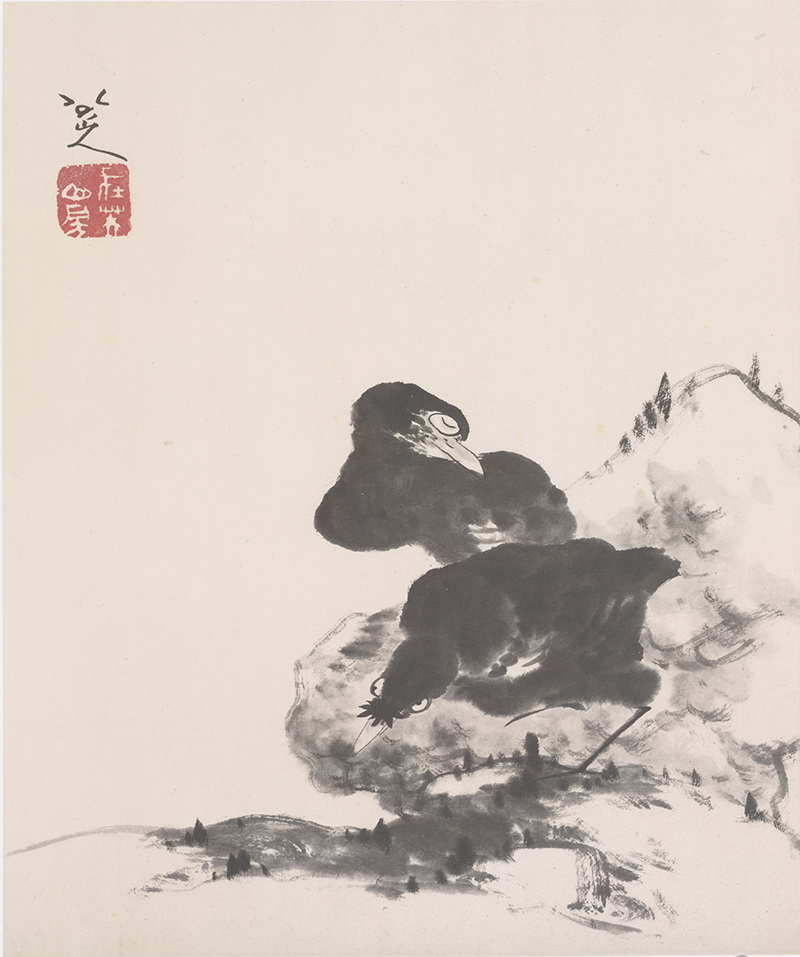 B2134037《花鸟山水册八开之五》清代画家朱耷（八大山人）高清作品 清代-第1张