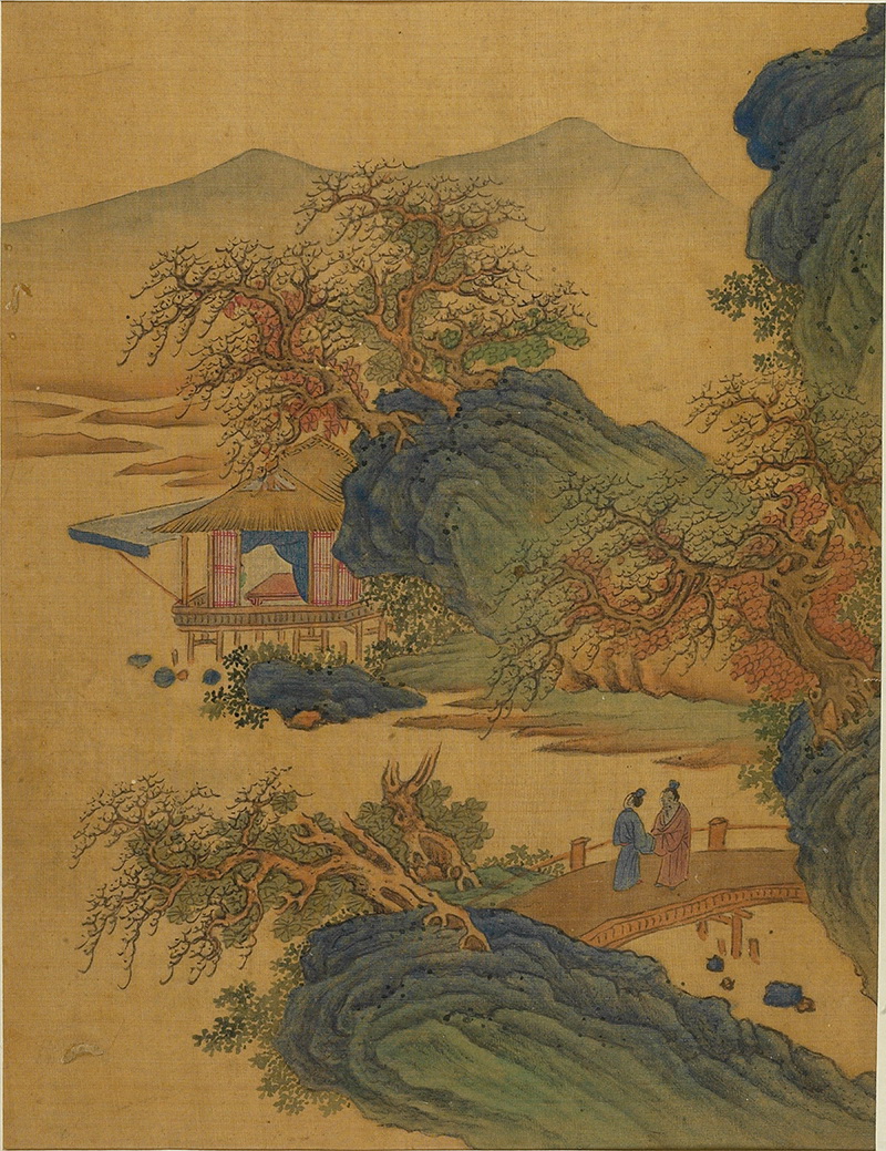 B2137020《廊桥山水图之四》清代画家（佚名）高清作品 清代-第1张