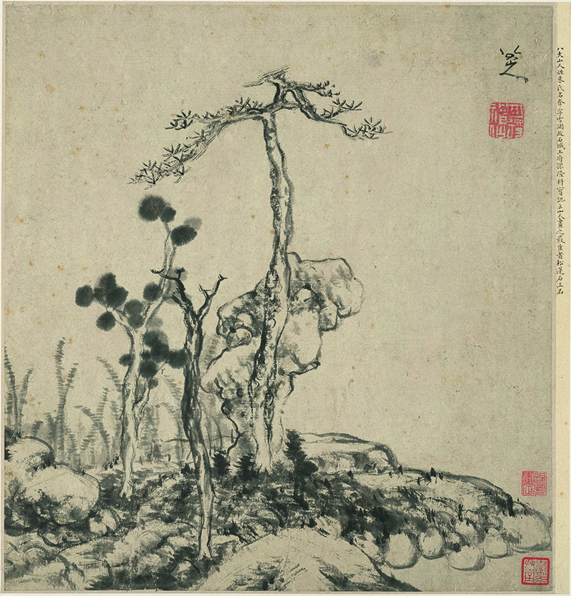 B3004002《花卉山水之二》明代画家陈洪绶高清作品 明代-第1张