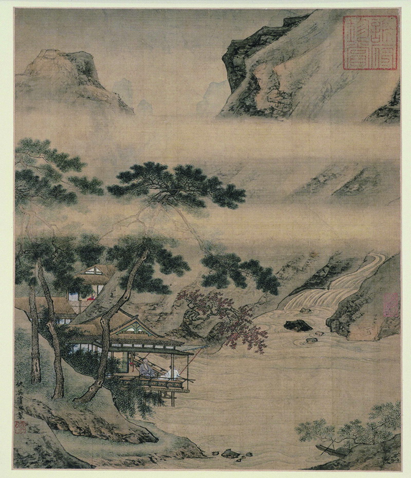 B3012017《临溪水阁图》明代画家仇英高清作品 明代-第1张