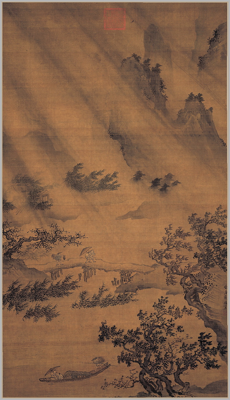 B3013001《风雨归舟图》明代画家戴进高清作品 明代-第1张