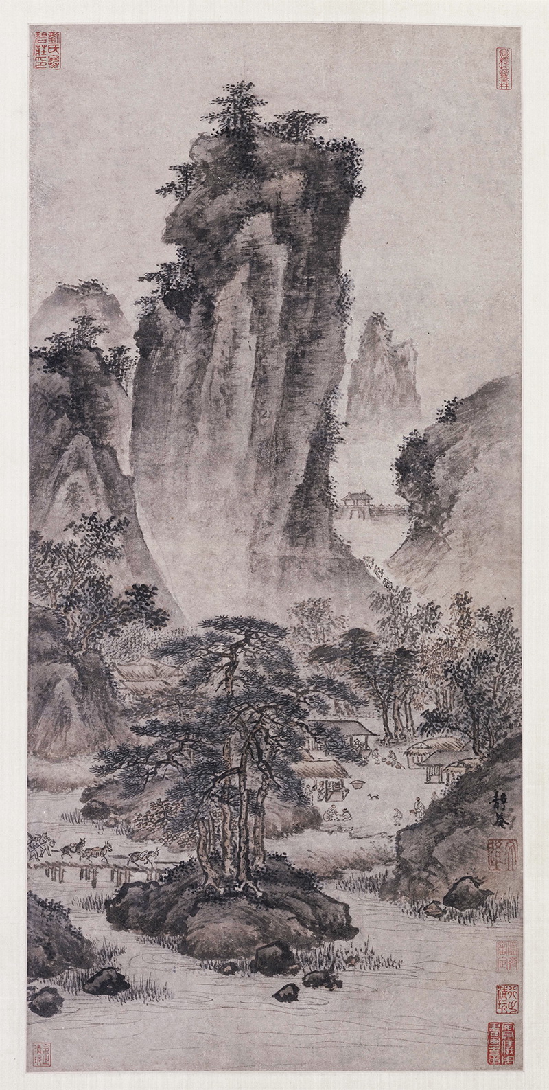 B3013009《关山行旅图》明代画家戴进高清作品 明代-第1张