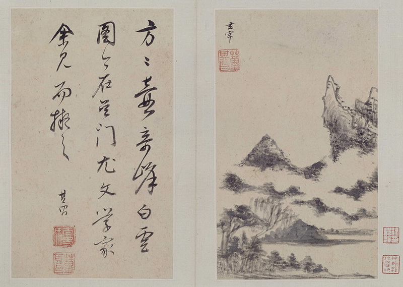 B3016077《 山水图册之一》明代画家董其昌高清作品 明代-第1张