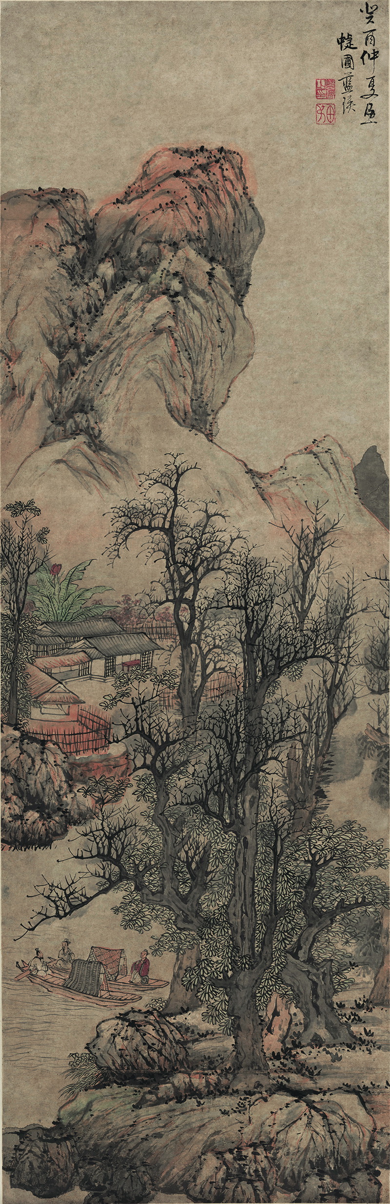 B3031018《秋山渔隐图》明代画家蓝瑛高清作品 明代-第1张