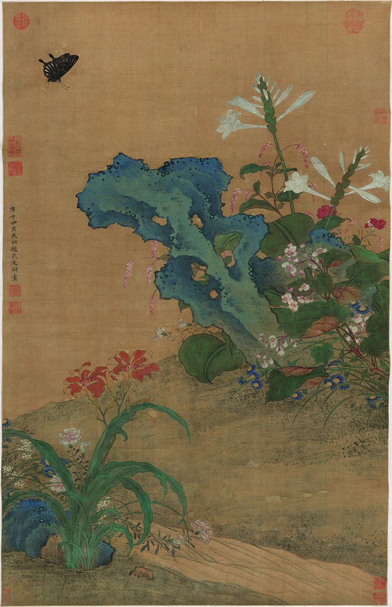 B3068014《秋花蛱蝶图》明代画家汪中高清作品 明代-第1张