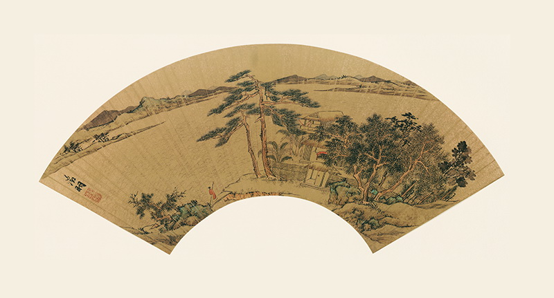 B3082006《便面山水圖之六》明代画家文徵明高清作品 明代-第1张