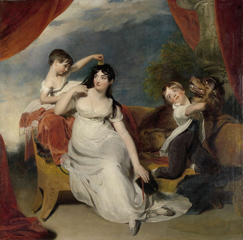 A028005《亨利·巴林夫人和她的孩子们》英国画家托马斯.劳伦斯高清作品 油画-第1张