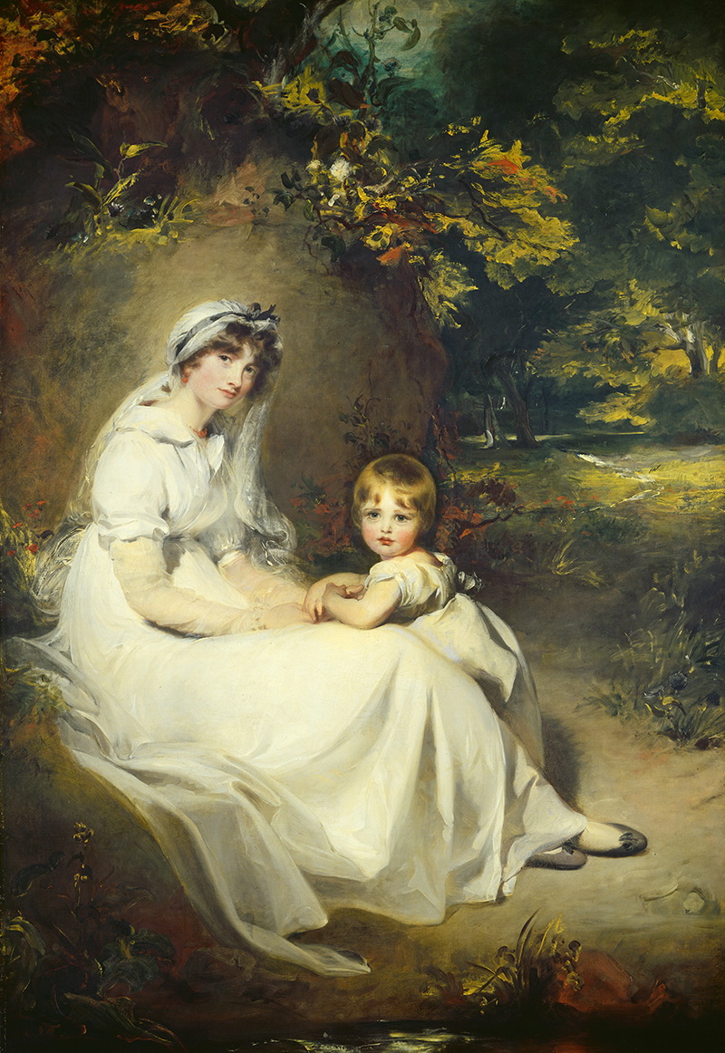 A028008《坦普尔曼夫人和她的儿子》英国画家托马斯.劳伦斯高清作品 油画-第1张