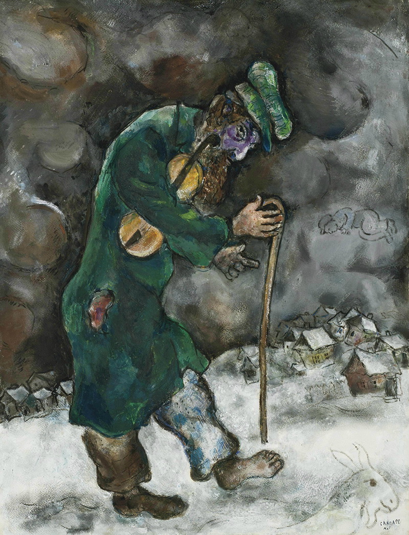 A030010《雪地里的老人》俄罗斯画家马克·夏加尔高清作品 油画-第1张