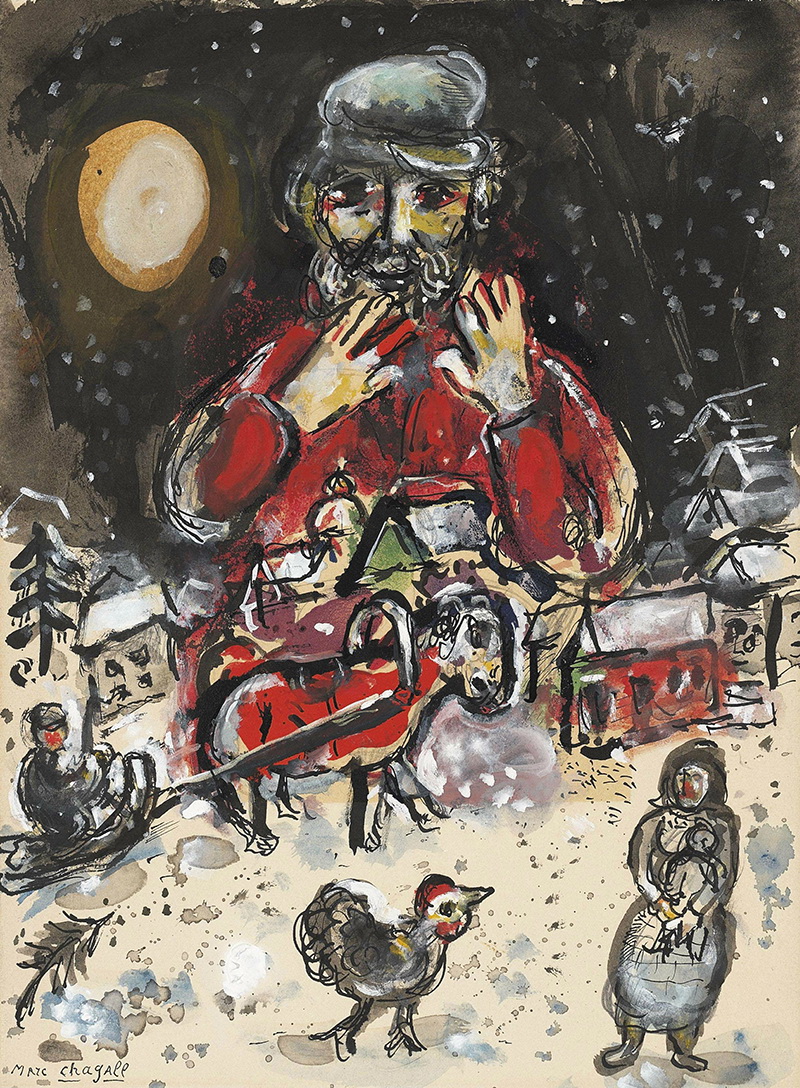 A030017《冬天里的老人》俄罗斯画家马克·夏加尔高清作品 油画-第1张