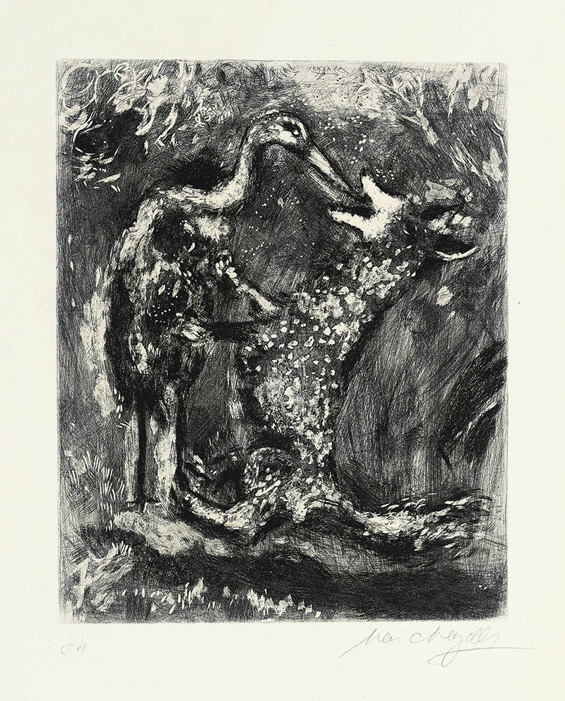 A030076《狼和鹳》俄罗斯画家马克·夏加尔高清作品 油画-第1张