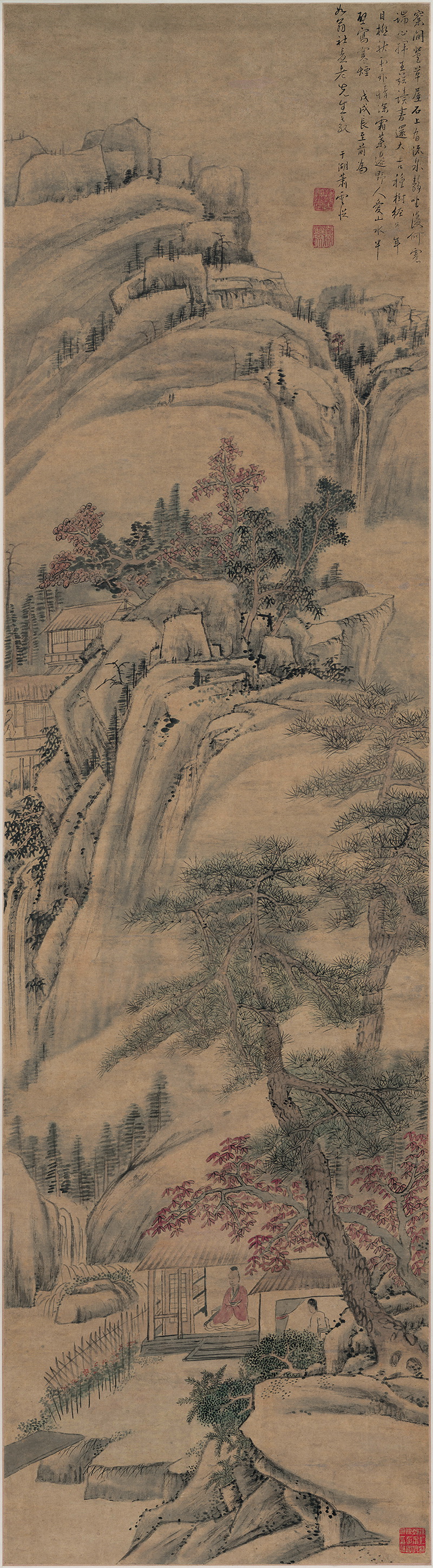 B3087011《秋岭山泉图》明代画家萧云从高清作品 明代-第1张