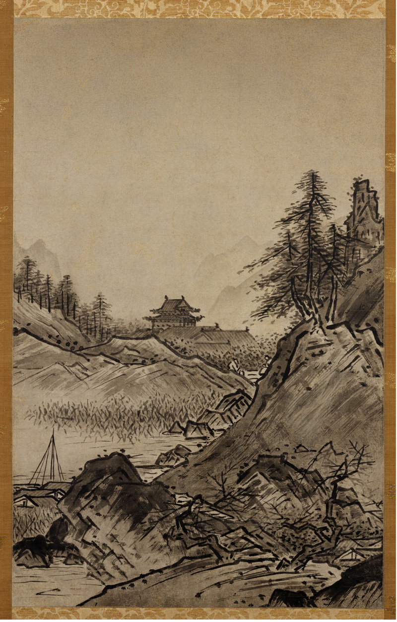 B3090001《秋冬山水图》日本画家雪舟高清作品 明代-第1张