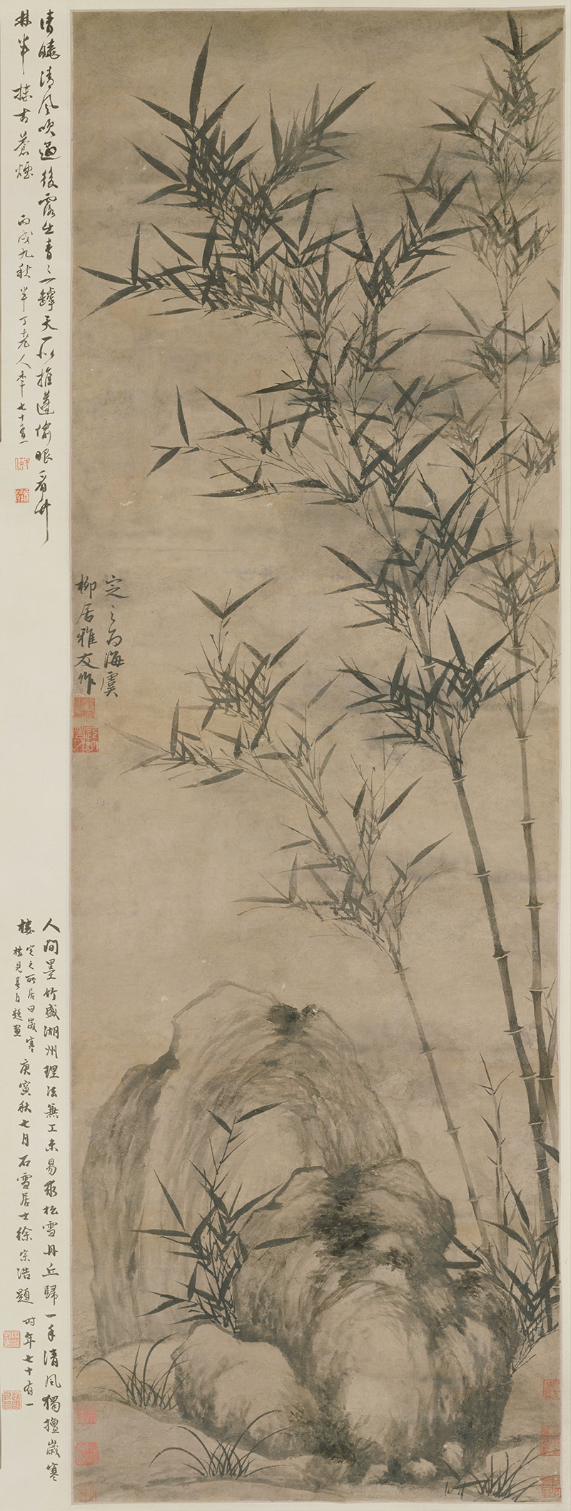 B4008007《竹石图》元代画家顾安高清作品 元代-第1张