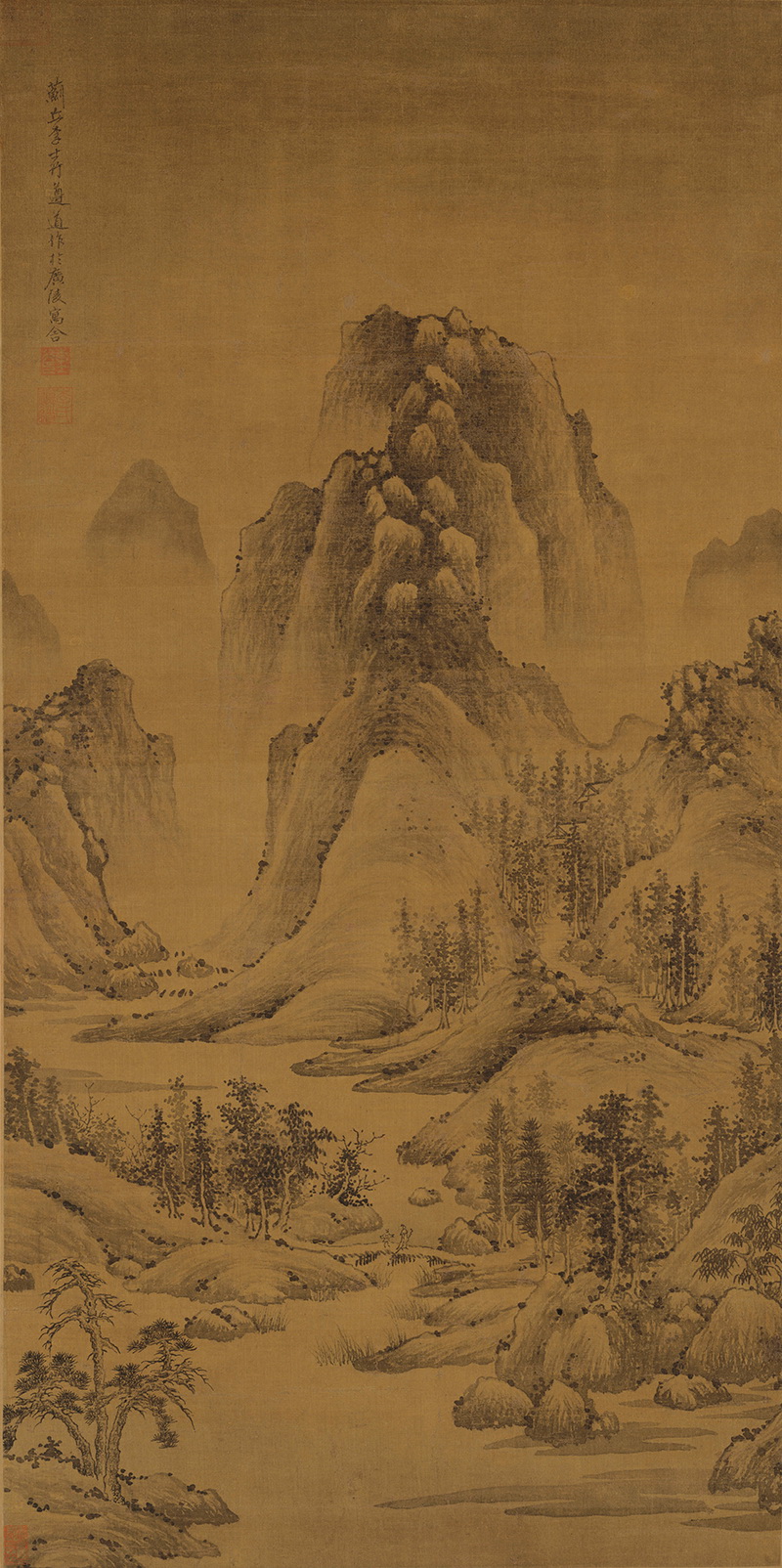 B4013001《画山水轴》元代画家李士行高清作品 元代-第1张