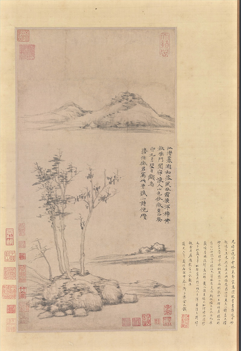 B4017019《江渚风林图》元代画家倪瓒高清作品 元代-第1张