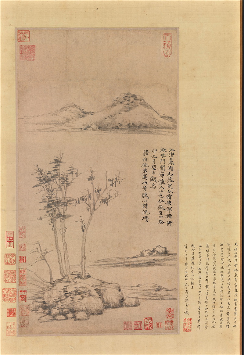 B4017020《江渚风林图》元代画家倪瓒高清作品 元代-第1张