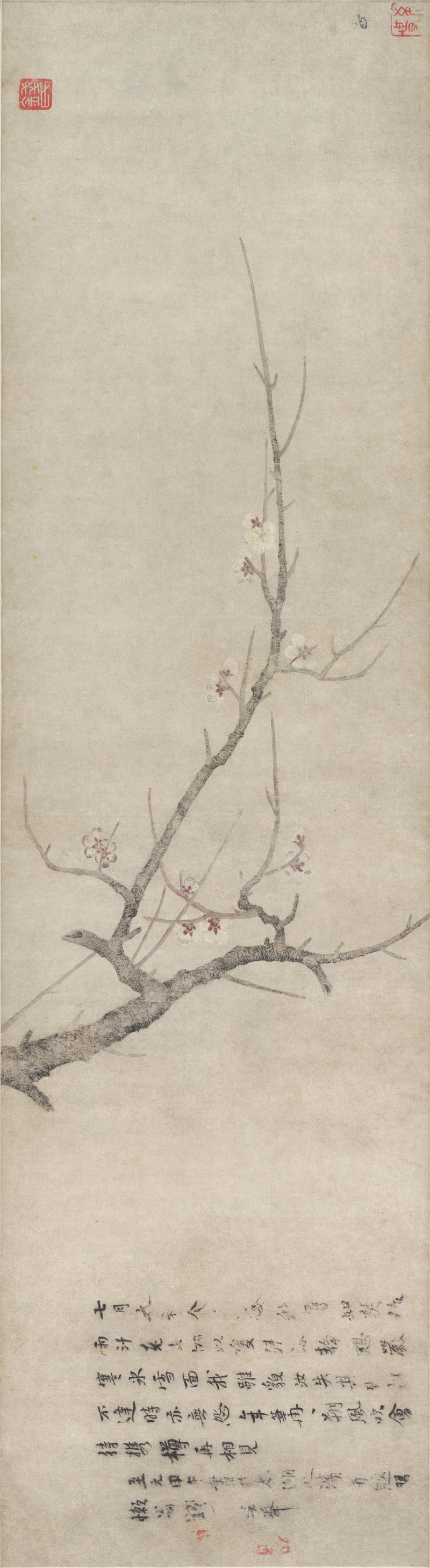 B4019002《花鸟图卷(画芯)》元代画家钱选高清作品 元代-第1张