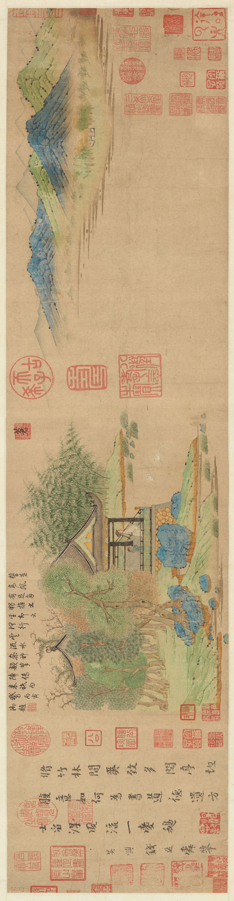 B4019008《王羲之观鹅图（画芯）》元代画家钱选高清作品 元代-第1张