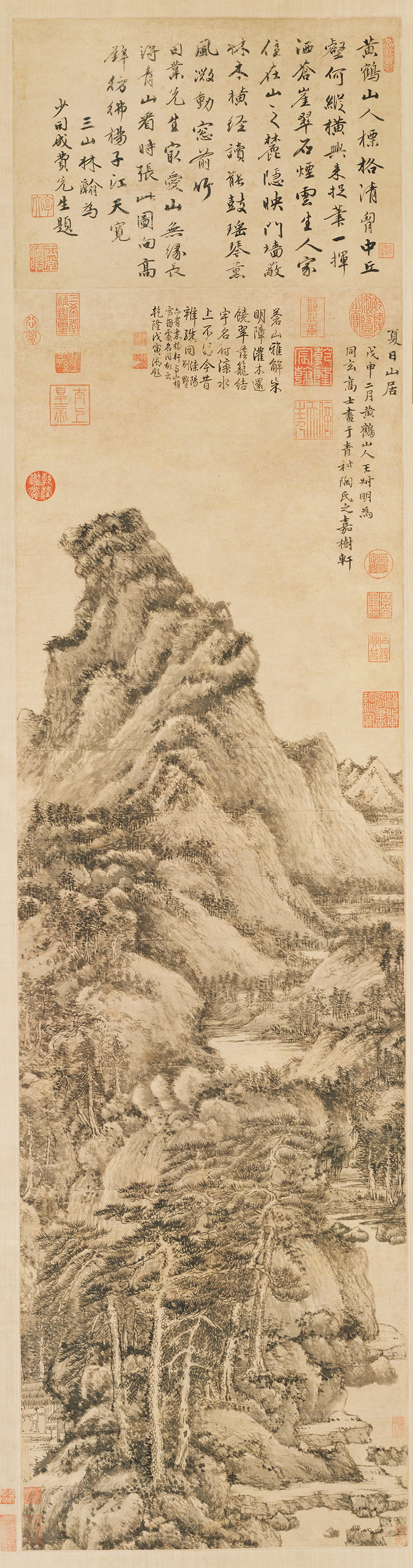 B4030019《夏日山居图》元代画家王蒙高清作品 元代-第1张