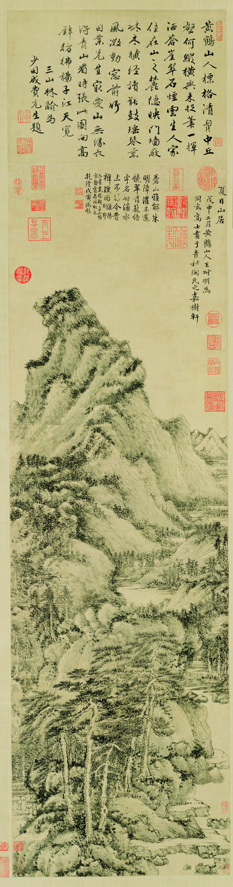 B4030021《夏日山居图》元代画家王蒙高清作品 元代-第1张