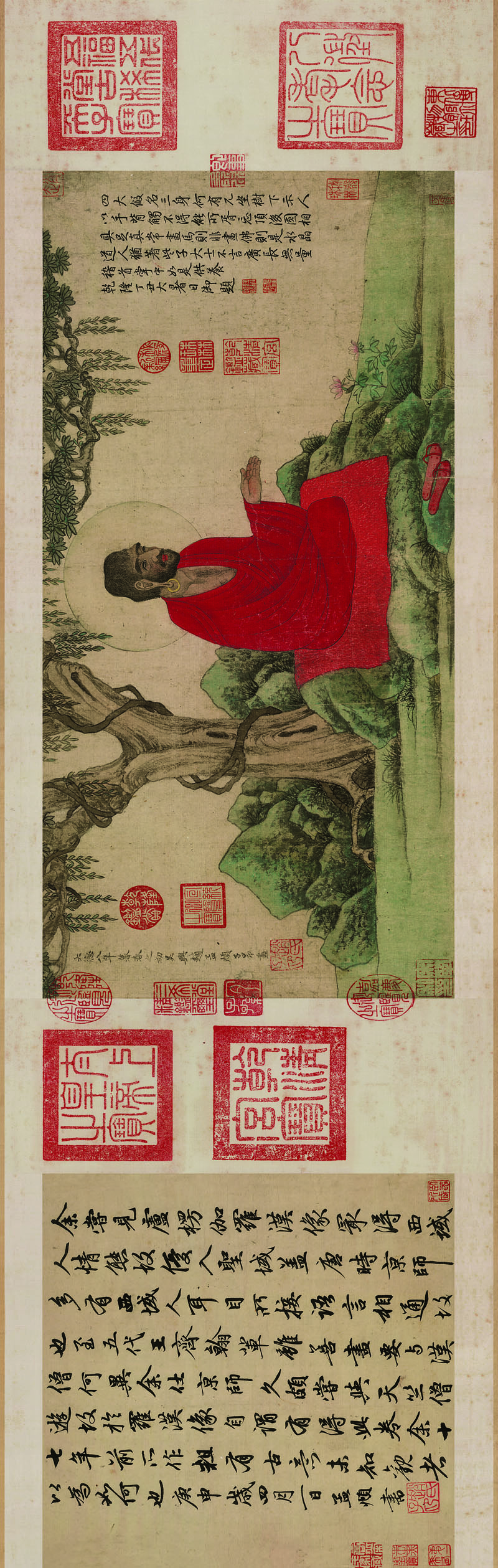 B4049003《红衣西域僧图》元代画家赵孟頫高清作品 元代-第1张