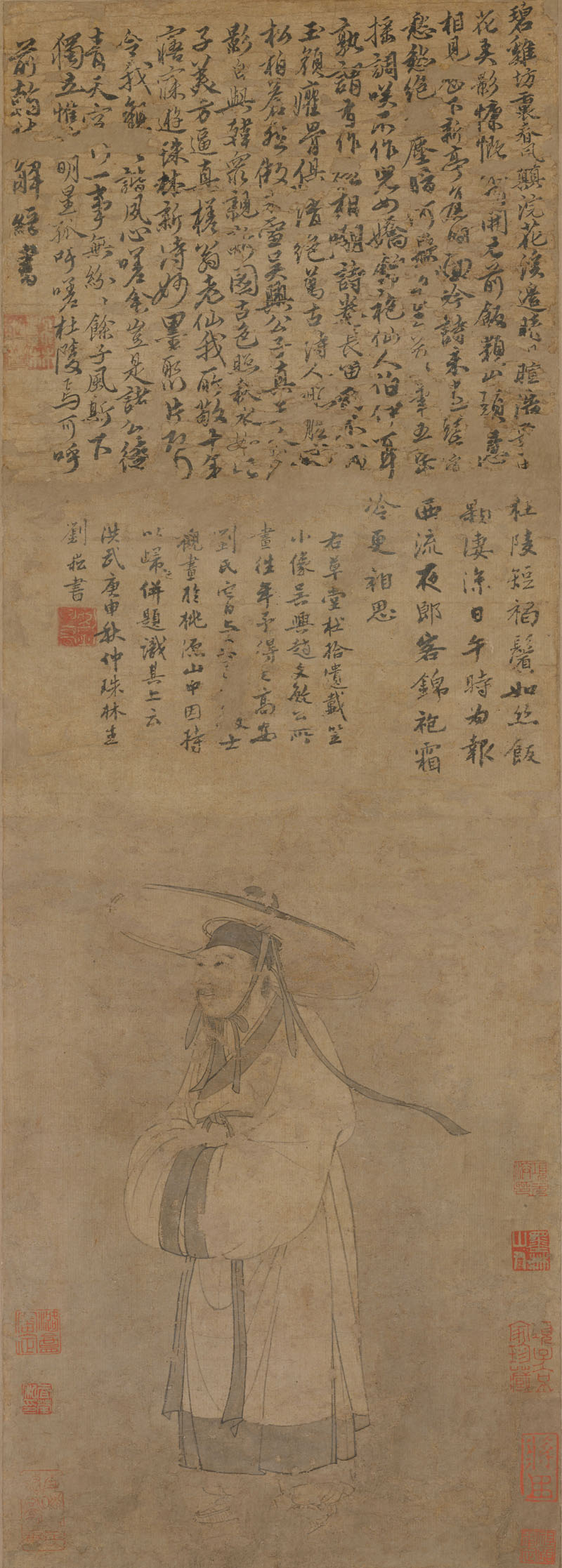 B4049025《杜甫像》元代画家赵孟頫高清作品 元代-第1张