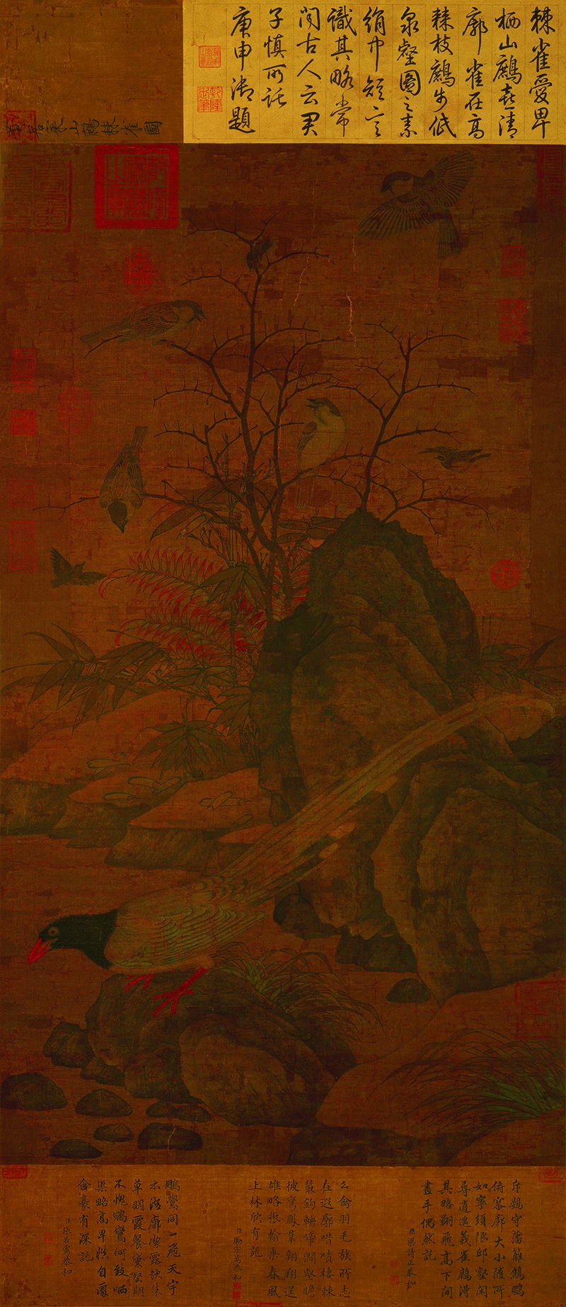 B5018001《山鹧棘雀图》宋代画家黄居寀高清作品 宋代-第1张