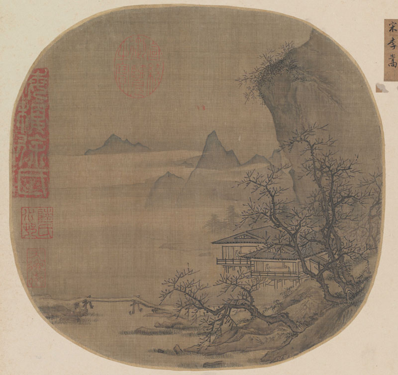 B5030017《溪山水阁图》宋代画家李嵩高清作品 宋代-第1张