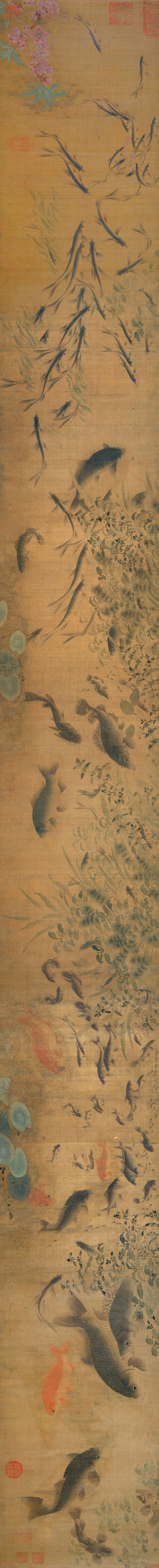 B5037003《群鱼戏瓣图卷》宋代画家刘寀高清作品 宋代-第1张