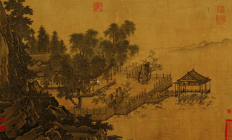 B5039001《四景山水图-春》宋代画家刘松年高清作品 宋代-第1张