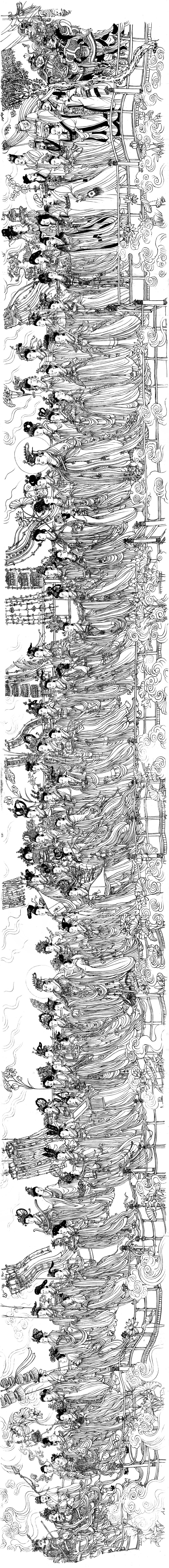 B8021003《八十七神仙卷(白描)》隋唐画家吴道子高清作品 白描-第1张