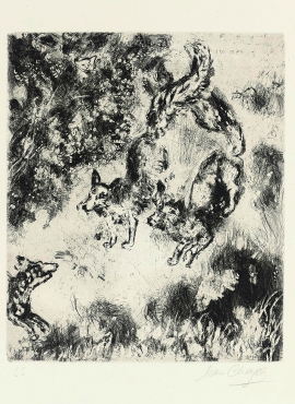 A030078《两只狼》俄罗斯画家马克·夏加尔高清作品