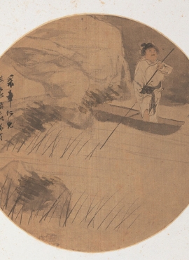 B2078019《清流小舟图》清代画家任伯年高清作品