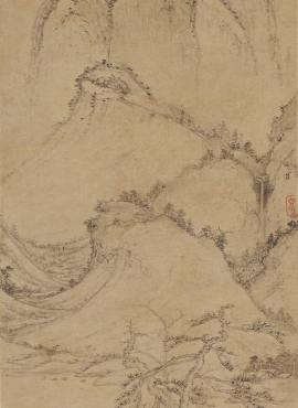B4003002《疏松幽岫图》元代画家曹知白高清作品