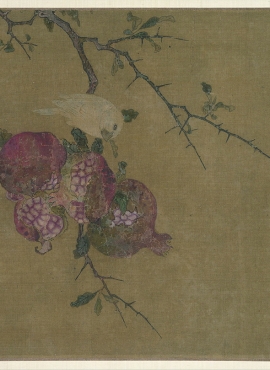 B5122188《石榴蜡嘴图》宋代画家（佚名）（传马麟）高清作品