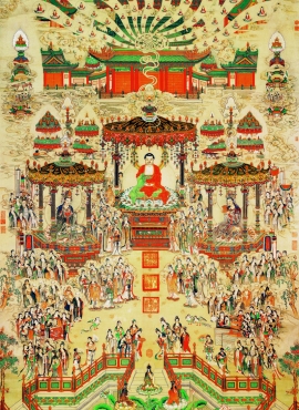 B2016012《极乐世界庄严图》清代画家丁观鹏高清作品