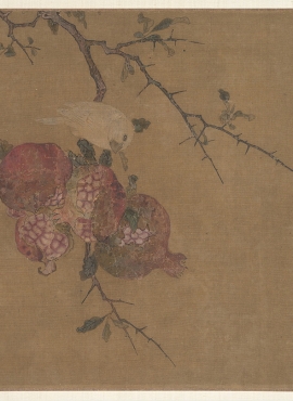 B5044015《石榴文鸟图》宋代画家马麟高清作品