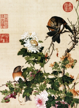 B2049096《仙萼长春图 菊花图》清代画家郎世宁高清作品