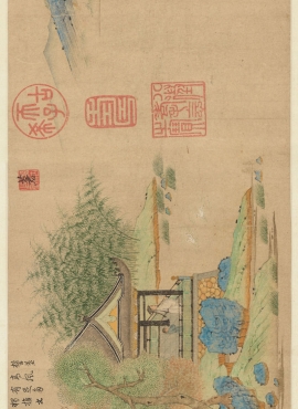 B4019008《王羲之观鹅图（画芯）》元代画家钱选高清作品
