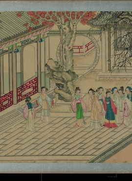 中国絵画 清国時代　名家　孫温（ソン・ウェン）作『紅楼夢』書道絵　国画　巻物絵 Sun Wen(孫溫)