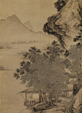 B3012028《渔笛图》明代画家仇英高清作品