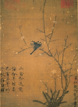 B5111013《腊梅山禽图》宋代画家赵佶（宋徽宗）高清作品