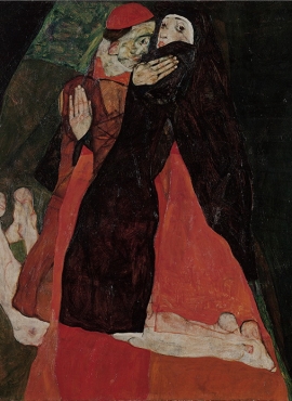 A024010 《红衣主教和修女（抚摸）》 奥地利画家埃贡·席勒高清作品