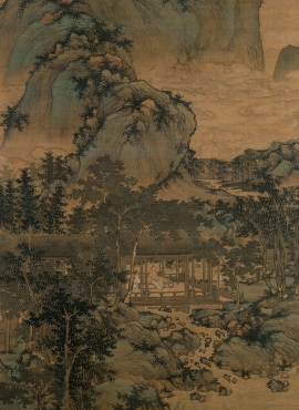 B4025012《山居纳凉图》元代画家盛懋高清作品