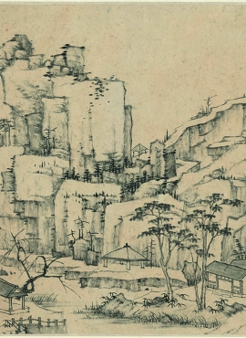 B3004008《花卉山水之八》明代画家陈洪绶高清作品