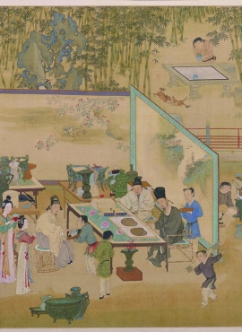 B3012056《人物故事图 8 竹院品古》明代画家仇英高清作品