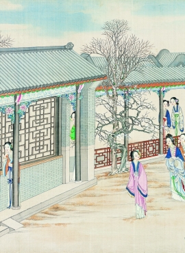 《红楼梦工笔彩绘图册-161》清代孙温高清中国画作品